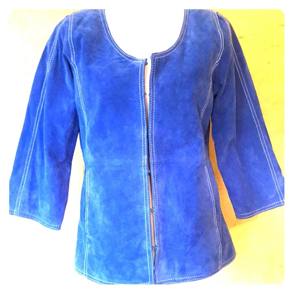 Blue suede jacket by Louis dell’olio. - Picture 1 of 7